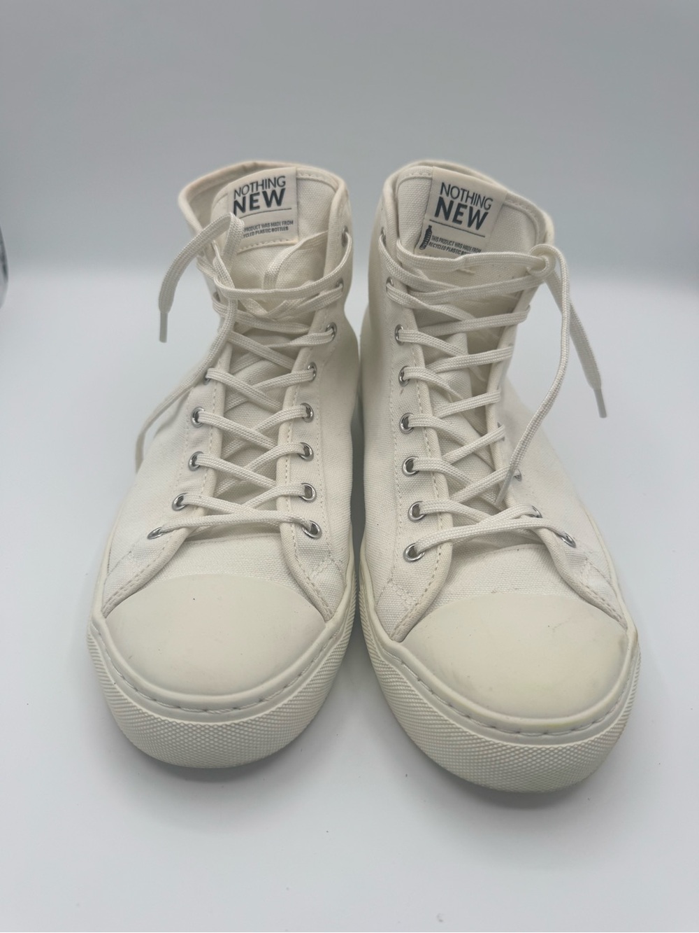 Nothing New White High Top Sneakers Sustainable Canvas Men’s 10.5